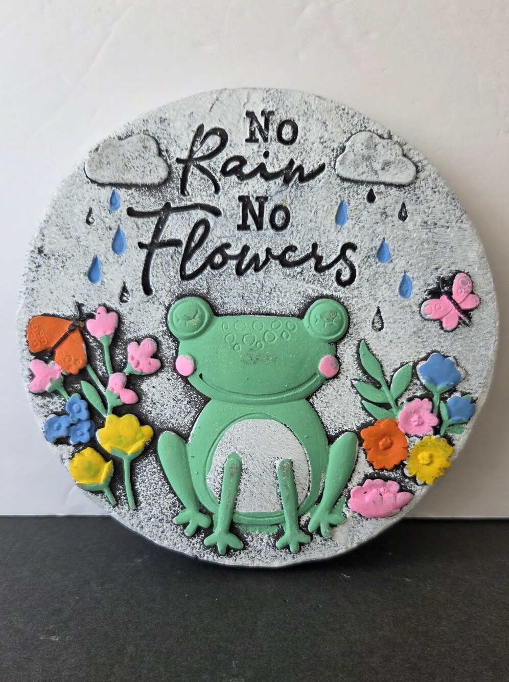 Fairy Frog Garden Stone 6.5" Whimsical Home Garden Decor